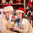 Orchidleaf 12 Pack Christmas Basket for Gifts Empty with Handle Gift Baskets Empty to Fill Bulk Red and Green Gift Boxes with bows, Gift Cards for Christmas Party Presents