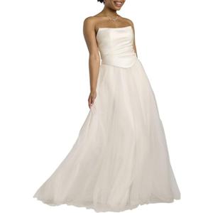 David's Bridal Strapless Satin and Tulle Ball Gown Wedding Dress (8)