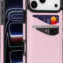 Compatible with iPhone 17 Pro Max Wallet Case for 2 Card Holder Slot Shockproof Soft Cover Case for Women Girls (Hot Pink, iPhone 17 Pro Max 6.9 inch)