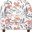 Club Chair Slipcover Printed 2 Piece Round Barrel Chair Cover Tub Armchair Covers with Elastic Bottom Chair Coverings Furniture Protector for Bar Counter (White+red Flower)