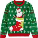 Simplee kids Family Matching Christmas Sweaters Xmas Print Ugly Funny Jumper Holiday Pullover Tops (Green)