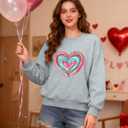 Urvatac Womens Valentine's Day Sweatshirt Funny Love Heart Graphic Pullover Shirts Casual Holiday Long Sleeve Blouse Tops (Gray, S)