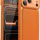 OATSBASF for iPhone 17 Pro Max Case, Full Camera Protection, Compatible with MagSafe Charger, Metal Frame Genuine Leather Back Panel Phone Case, Orange