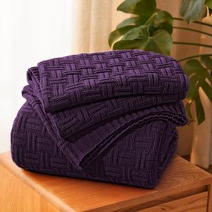 Aormenzy 60x80 Cozy Acrylic Cable Knit Blanket for Couch, Sofa, Bed - Dark Purple