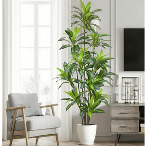Artificial Dracaena Tree 8FT - Large Faux Plant Indoor Tree with 243 Leaves & 12 Heads, 96" Tall Fake Tropical Plant Potted Artificial Floor Plant Trees for Home Living Room Porch Office Decor