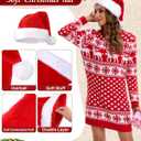 Ugly Christmas Sweaters Dresses with Santa Hat Knit Sexy Christmas Outfits for Women (Large, Reindeer Snowflake Red)