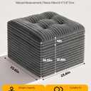 23.6in Pouf Ottoman, Corduroy Ottoman Foot Rest with DualLayer Support, Large Poofy Pouf with Soft ChunkFoam Top & Firm Foam Base, Floor Foot Stool for Living Room, Dark Grey, 23.6"D x 23.6"W x 16.5"H