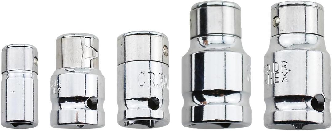 Bit Socket Adapter Set,5Pcs Square Hole to Hex Converter 1/4 to 6.3mm 3/8 to 8mm 3/8 to 10mm 1/2 to 8mm 1/2 to 10mm,Impact Coupler Adapter,Hex Power Bit,Holder for Impact Ratchet Wrench,Screwdriver