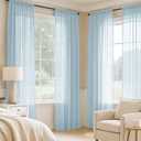 MIULEE Sky Blue Sheer Curtains 84 Inches Long, 4 Panels Set, Light Filtering Rod Pocket Voile Drapes for Living Room and Bedroom, Airy Soft Fabric Window Treatments, 42 x 84 Inches