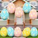 Leyndo 12 Pack 18 Inch Easters Inflatable Eggs Easter Large Blow up Inflatable Jumbo Plastic Eggs Outdoor Decor Colorful Ornaments for Yard Garden Lawn Spring Party Supplies