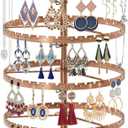 LASZOLA 6 Tier Bronze Earring Holder Organizer Tree Women Display Storage for Stud and Hoop, Large Cool Rotating Clip Stand for Pierced and Dangle Earring, Vertical Metal Tower Carousel with 480 Holes