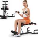 NEWBULIG Deep Squat Machine for Women, Fitness Squat Machine, Adjustable Resistance Home Gym Exercise Equipment, Glutes & Core Workout Equipment, 300 lbs Capacity, 32.9"x22.4"x36.6", Blue/Red