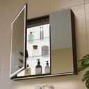 KWW 30x28 Inch Aluminum LED Bathroom Mirror Cabinet with Backlit Panel,  Inner Glow-2 Door-30*28
