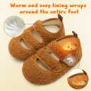 FEETCITY Toddler House Slippers - Boys & Girls Winter Kids Indoor Home Shoes - Warm Socks (Brown), Size 22-23