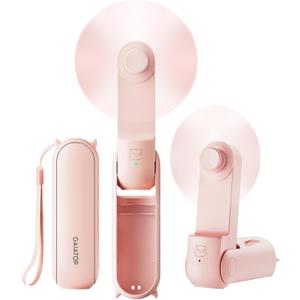 Gaiatop Portable Handheld Fan, 3 in 1 Mini Fan Handheld [17h Max Cooling], Foldable Personal Fans Pocket Design, USB Travel Fans Portable, Lash Trip Summer Essential Cute Gifts for Women Girl, Pink