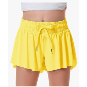 Girls Flowy Shorts Butterfly Shorts for Kids with Pocket 2-in-1 Athletic Shorts Running Shorts for Girls S