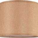 Brown Medium Drum Lamp Shades 13" Top x 13" Bottom x 10" High (Spider) Farmhouse Lampshades for Table Lamp & Bedside Lamp - DIY Shade-Handcrafted-Easy Assembly