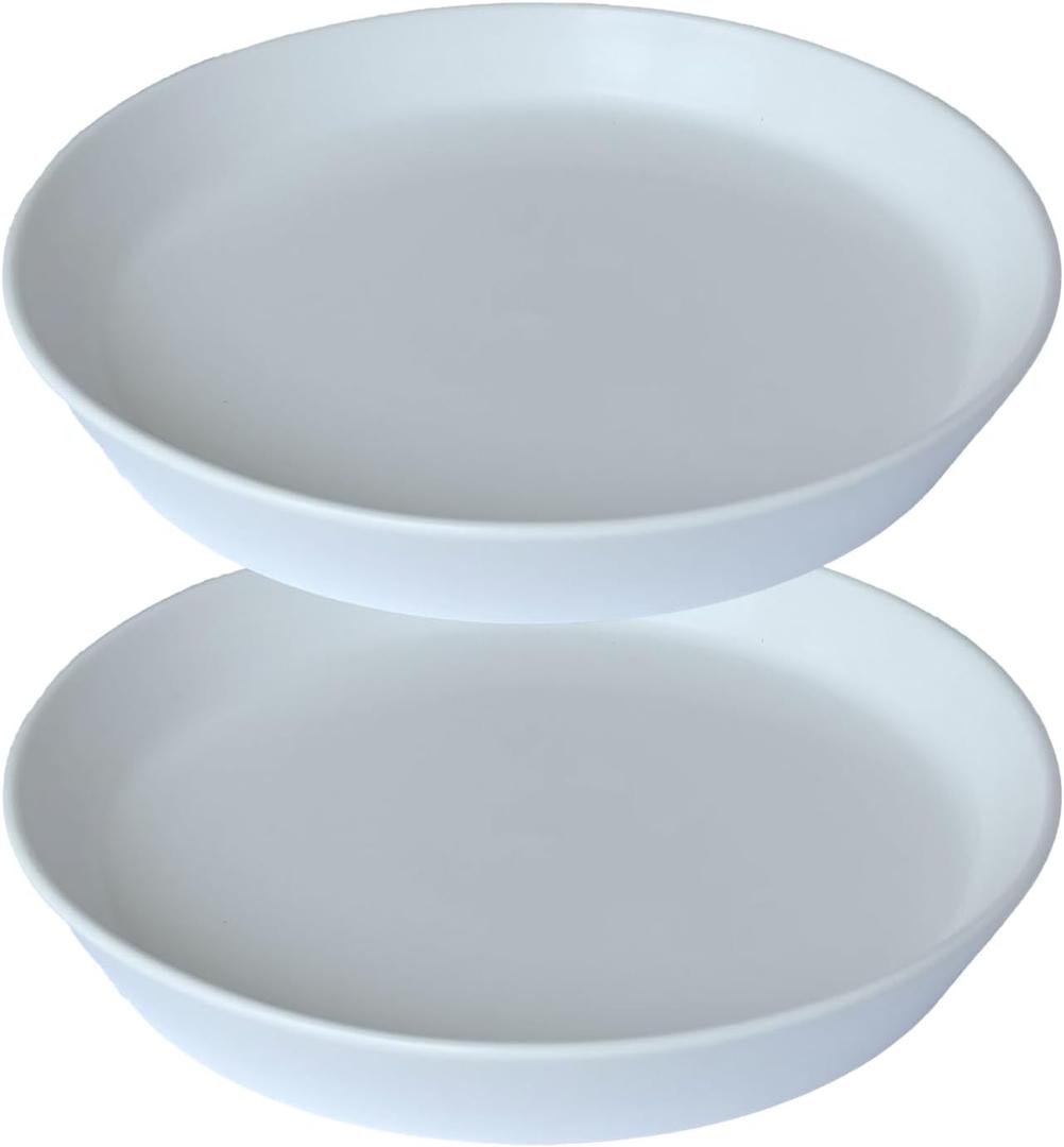 2 Pack Plant Saucer Pot Trays, 4 6 8 10 12 14 15 Inch Plant Saucers Water Catcher Tray for Indoor & Outdoor Planters,Durable Ceramic Plant Tray for Flower Pot 6 inch White