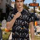 Hawaiian Shirt for Men Short Sleeve Button Down Shirt Men Casual Summer Tropical Beach Aloha Shirts Hawaii Party (Black, L)