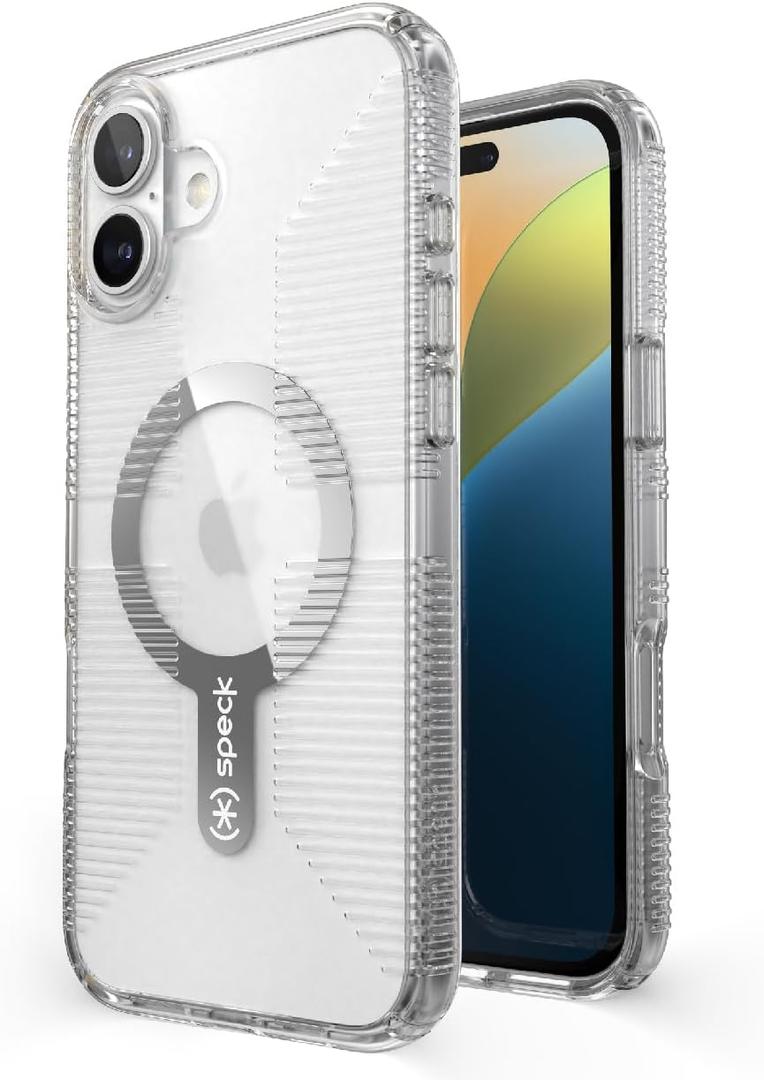 Speck Clear iPhone 16 Plus Case - Slim Phone Case iPhone 16 Plus - iPhone 16 Plus Phone Case - MagSafe - GemShell - Crystal Clear