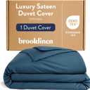 Brooklinen Luxury Sateen Duvet Cover - 100% Cotton, Full/Queen Size in Abyss Blue with Extra-Long Corner Ties and Button Closure - Best Full/Queen Duvet Covers