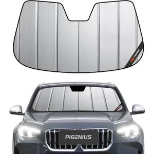 Pigenius Windshield Sun Shade for BMW X1 (U11) 2023-2026, Fits xDrive28i xDrive30 M35i, Premium Grey Leather Finish