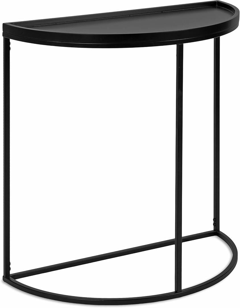 Kate and Laurel Dorrah Modern Round Console Table; 28 x 14 x 30; Black; Contemporary Half-Circle Entryway Table for Storage; Organization; and Display