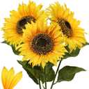 Large Sunflowers Artificial Flowers 8" Full Bloom Long Stem Artificial Sunflower 33" Tall Sun Flowers Giant Silk Sunflowers with Stem Fake Sunflower Floral Arrangement for Home Wedding Decoration