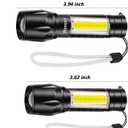 Wrrozz Led Flashlight Rechargeable USB Torch Mini Small Light Super Bright Handheld Tiny Portable Pocket Keychain Flash Light with COB Side Searchlight High Lumens Zoomable Emergency Camping 2 Pack
