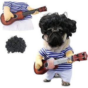 Idepet Pet Halloween Costume Funny Guitar Dog Costume Dressing Up Pet Clothes Suit for Puppy Small Medium Dogs Chihuahua Teddy Pug Christmas Party Halloween Costumes Outfit (Size M)