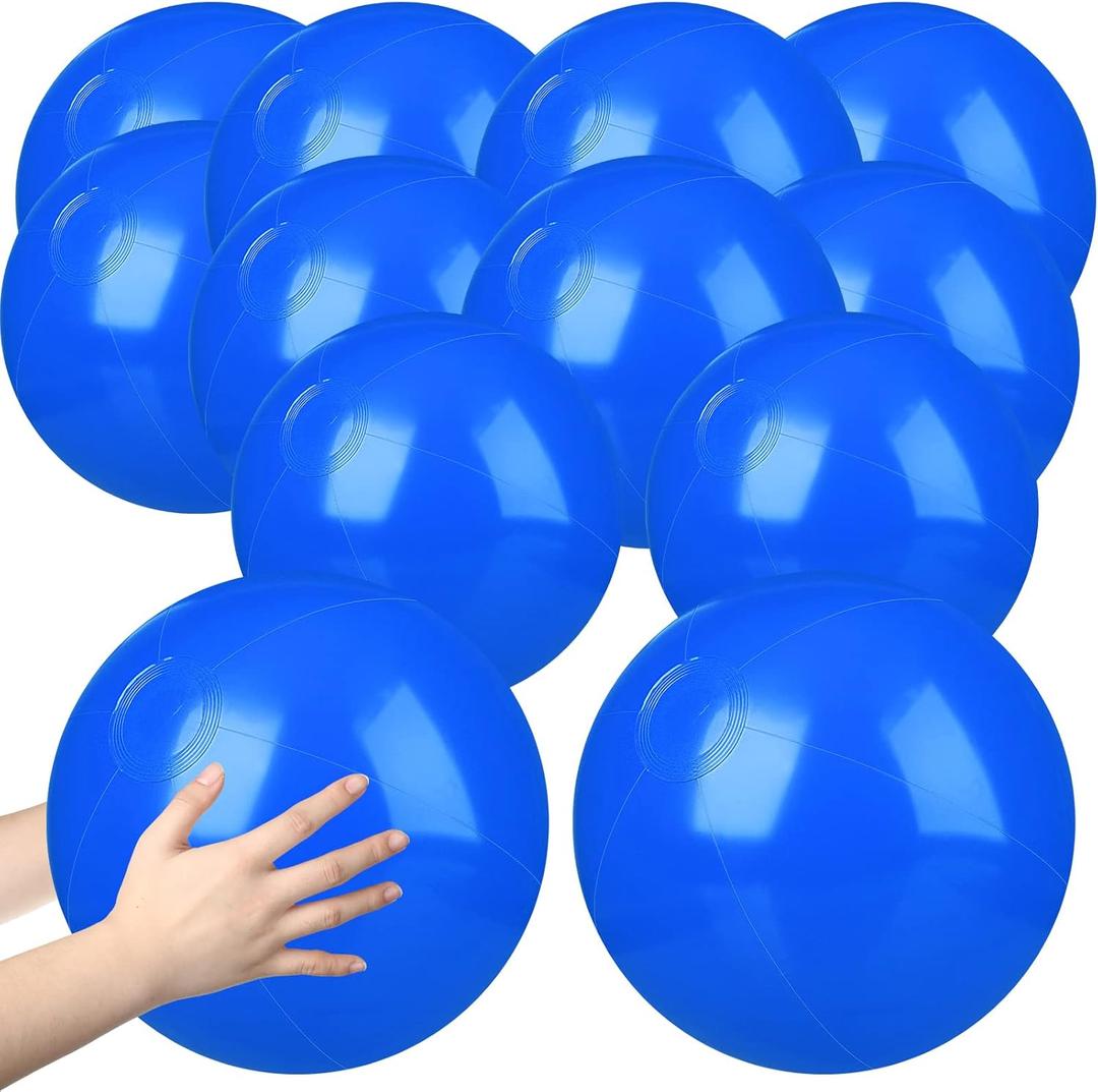 Raiten 12 Pcs Beach Ball Inflatable Beach Balls Large Inflatable Ball Floating Ball for Swimming Pool Party Favors Outdoor Activities Summer Birthday Party Supplies (Blue,12 Inch)