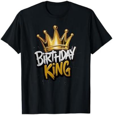 Birthday King with Crown Funny Birthday Party T-Shirt, L