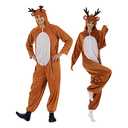 EraSpooky Christmas Reindeer Adult Costume Unisex Deer Animal Onesie Party Jumpsuit Medium