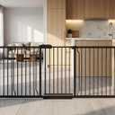 Heavy Duty Baby & Dog Safety Gate, Extra Wide 85.8-90.5 Inch,Black Metal, Pressure Mounted No Drilling Pet Gate for Large Openings