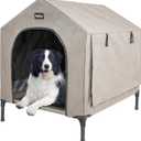 2 in 1 Dog House,Elevated Dog Bed with Removable Cover, Indoor & Outside Puppy Shelter Cot,Raised Dog Bed for Medium Dogs & Cats (Brown, Medium)