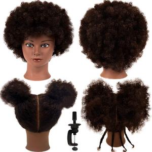 MORRIS 10 Human Hair Training Afro Mannequin Head  Short Curly Hair for Beginners to Practice Braiding, Cutting, Styling  Includes Clamp