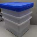 IRIS USA File Storage Box with Lid, Document Protection Box for Letter/Legal Files, Safety File Storage Container, Portable Stackable Filing Organizer, 35 Qt, 3 Pack, Clear/Blue