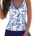 ROSEWE Two Piece Tankini Swimsuits for Women, Tummy Control Bathing Suit with Skirt, V-Neck Swimdress (X-Large)