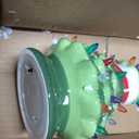 FUNPENY 11" Ceramic Christmas Tree, Pre-lit Battery Operated Vintage Tabletop Snowman Tree Ornaments with 50 Multicolored Lights, Christmas Table Decorations for Xmas Indoor Desk Centerpiece Decor