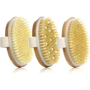 Dry Brushing Body Brush, 3 Pack Wooden Body Brush with Soft and Stiff Bristle, Exfoliating and Cellulite Body Scrubbers, Improving Blood Circulation, Suitable for All Kinds of Skin