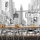 Black White New York City Peel and Stick Wallpaper Mural for Bedroom, 82"x57"