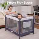 Pamo Babe Pack and Play with Bassinet, Portable Playard for Baby, Grey, 39.37 x 27.55 x 27.55 inches