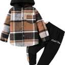 Toddler Baby Boy Clothes Plaid Long Sleeve Hoodie Sweatshirt + Pants 2pcs Boys Outfit Set, 4-5Y