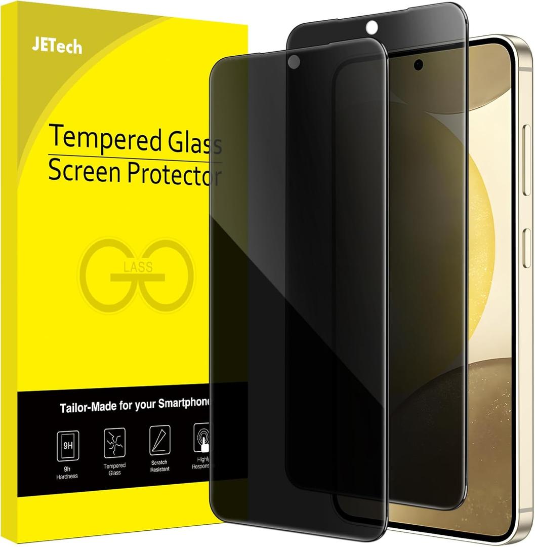 JETech Privacy Screen Protector for Samsung Galaxy S24 5G 6.2-Inch, Anti-Spy Tempered Glass Film, Fingerprint ID Compatible, 2-Pack