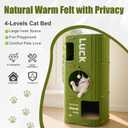 3-Tier Felt Cat House & Tunnel Bed for Indoor Cats Enclosed Felt Cat Cave Condo with Plush Ball & Cushion Cozy Hideaway Nest & Cat Furniture, Large Covered Casa para Gatos