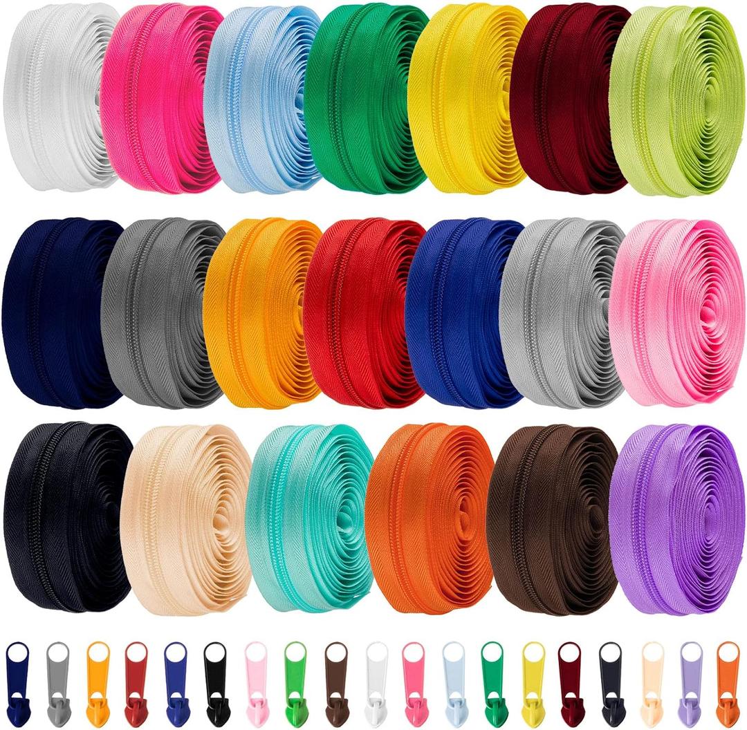 WILLBOND 60 Yards 20 Pcs Sewing Zippers Bulk #5 Nylon Coil Zippers 20 Color Assorted Zipper for Sewing with 200 Zipper Sliders for DIY Tailor Bags Purses Crafts Supplies (Various Color) WILLBOND 60 Yards 20 Pcs Sewing Zippers Bulk #5 Nylon Coil Zippers 20 Color Assorted Zipper for Sewing with 200 Zipper Sliders for DIY Tailor Bags Purses Crafts Supplies (Various Color)