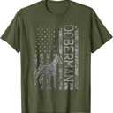 Doberman Lover Design For Men Women American Flag Doberman T-Shirt Color Green, Small