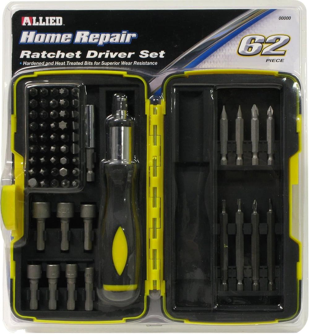 Allied Tools 66527 Home Repair 62 piece Ratcheting Driver Set