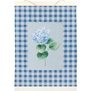 LKETW Blue Hydrangea Floral Poster Hanger Frame 12x16 Inch, Preppy Blue Checkered Hydrangea Flower Wall Art Posters for Bedroom, Floral Hanging Banner Decor for Home Living Room Office