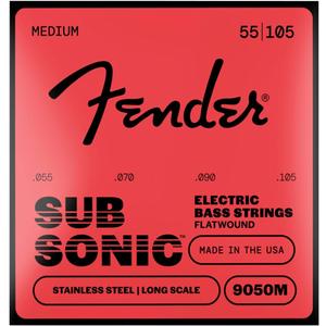 Fender 9050 Bass Strings, Stainless Steel Flatwound, 9050M .055-.105